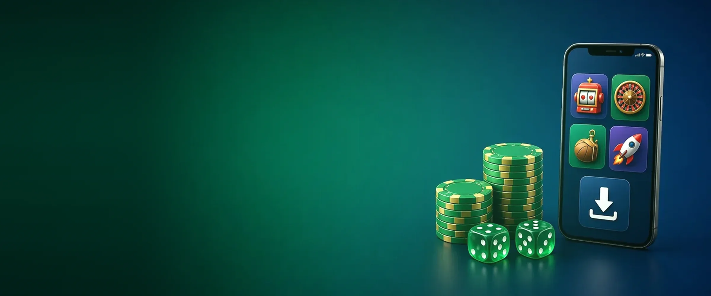 Casino app with a download button on a smartphone, 1win app
