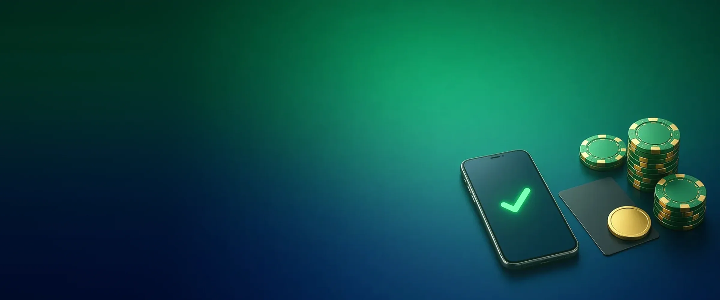Phone with deposit confirmation, bank card, coin and chips, BV Casino payment methods