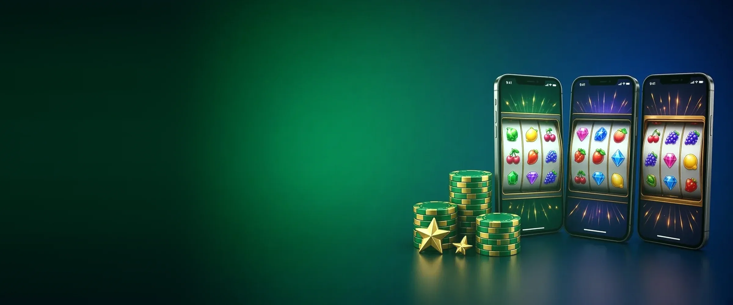 Three phones with slot games and casino chips, platforms compared by BV.Casino