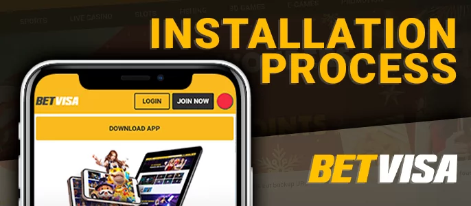 Proses pemasangan aplikasi kasino online BetVisa di iPhone Anda