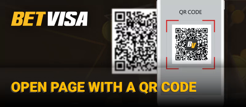 Betvisa Open page with a QR code