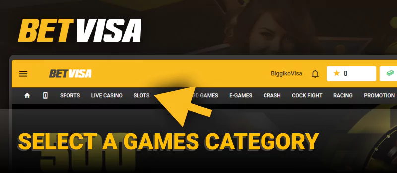 Select a Betvisa game category